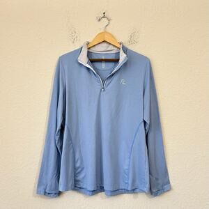 RHOBACK 1/4 Zip Pullover Light Blue Performance Long Sleeve Golf Shirt